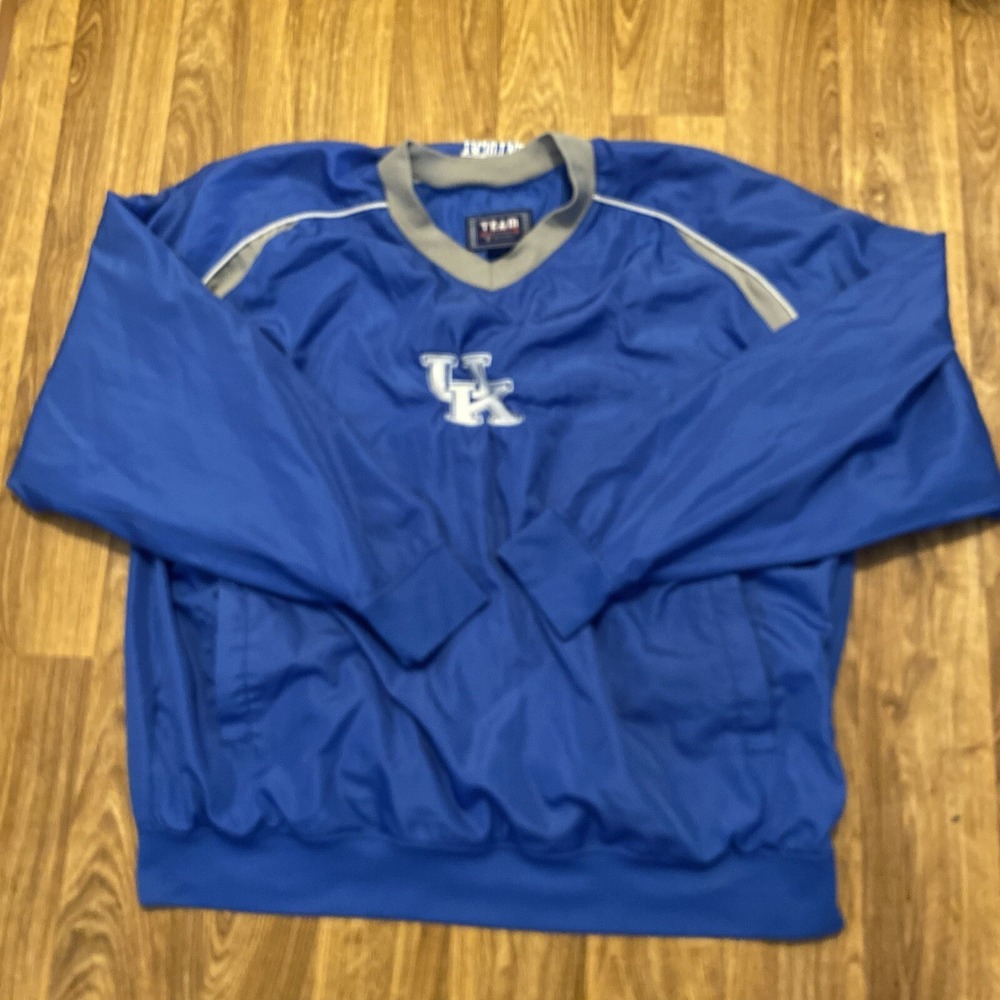Vintage Kentucky Wildcats Pullover Windbreaker Jacket Adult 2XL Blue Long Sleeve